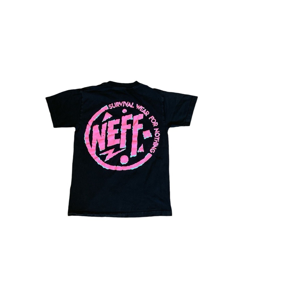 Vintage Neff Shirt Mens Small Black Pink Double Sided Graphic T-Shirt
